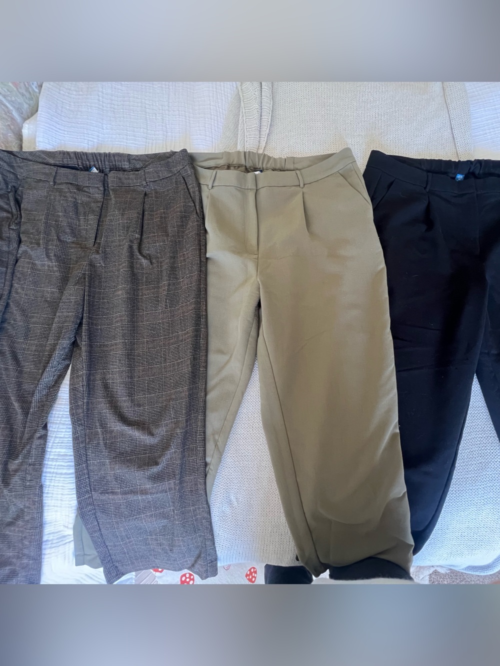 3 Pack Old Navy Taylor Wide Leg Trouser - Black, Olive, and Brown Plaid